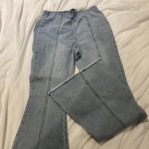 No Boundaries light blue flare jeans fringed bottom size 7
